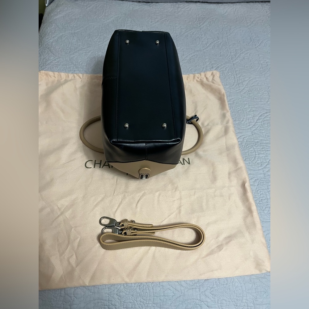 CHARLES JOURDAN PARIS NWT Black and Tan Leather Dome Satchel never carried - Picture 13 of 16